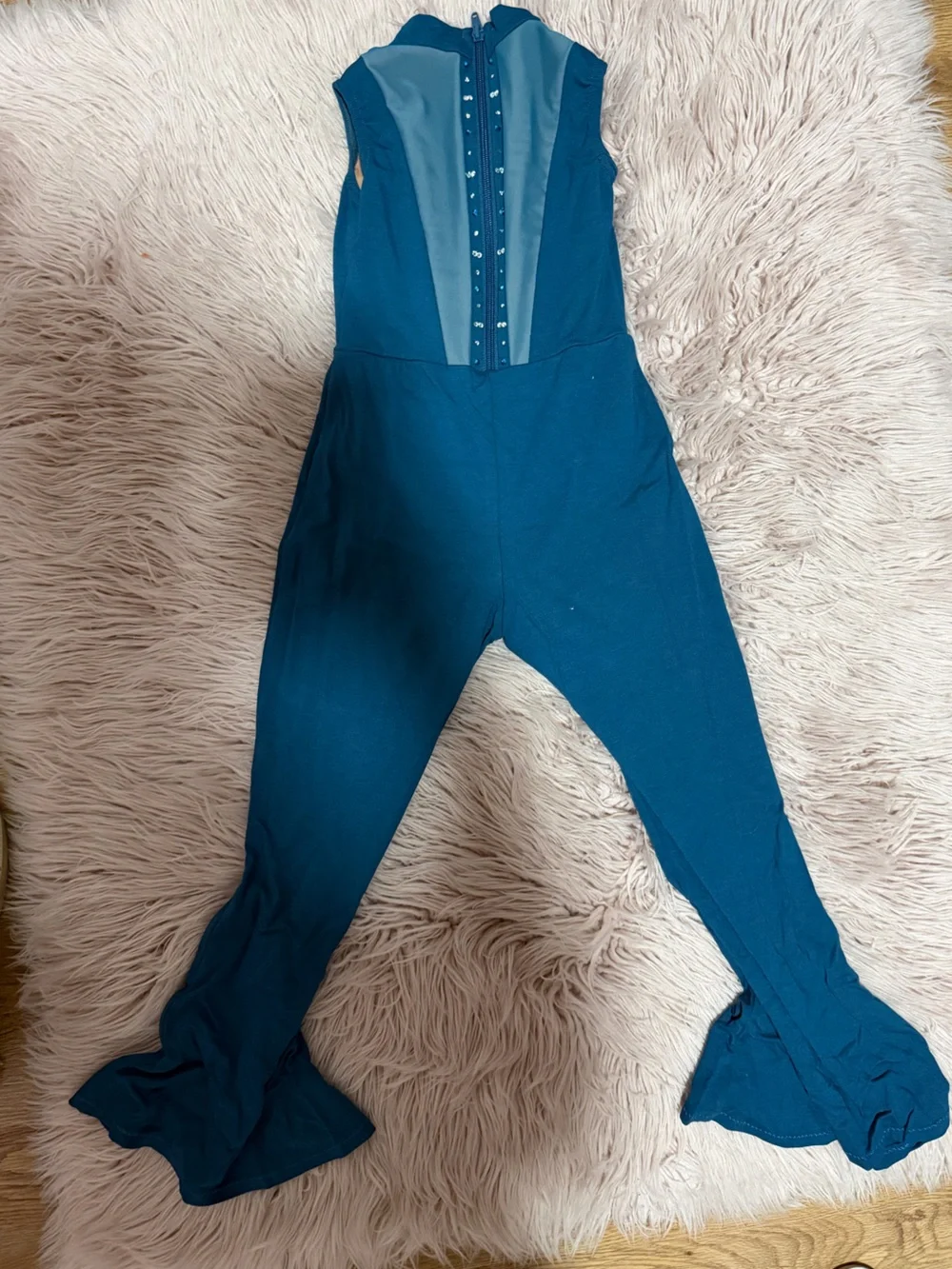Teal dance romper - Sheer Stripe Detail used for contemporary dance